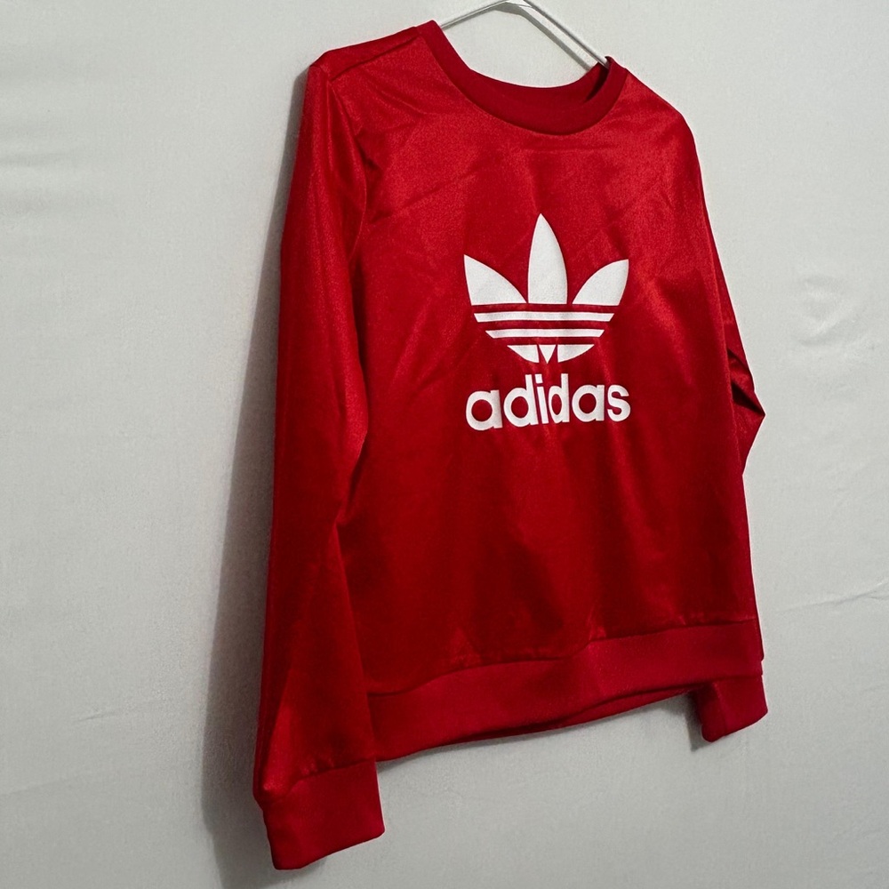 Adidas Originals Red Trefoil Logo Crewneck Sweatshirt Women’s Small(A428)✨ - Picture 5 of 16